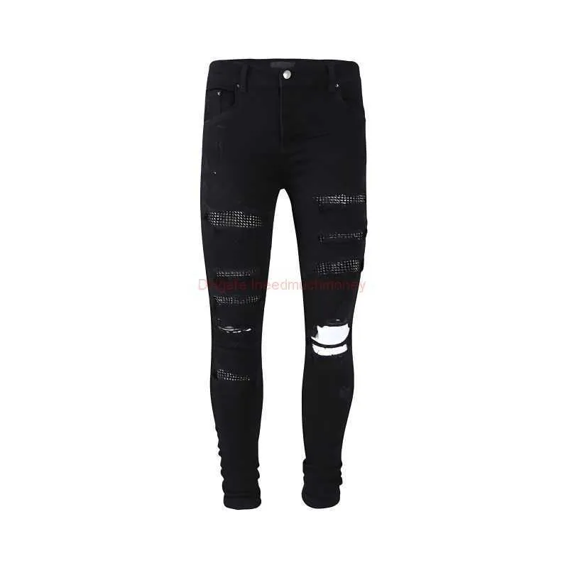 Designer Clothing Amires Jeans Denim Pantalons Amies Store Tendance Marque Jeans Hommes Distressed Ripped Skinny Motocycle Biker Rock Hip hop Pantalon Mode Pantalon droit 33