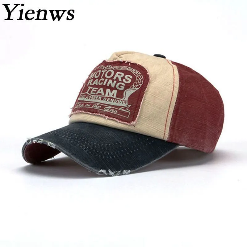 Шариковые шапки yienws винтажные джинсы Curve Brim Trucker Cap для мужчин Cones Masculino Baseball Cap Мужские регулируемые папы шляпы Cacquette Homme YIC070 230522