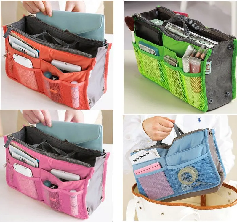 Makeup Bag Purse Cosmetic MP3/Mp4 Phone Storage bags Organizer Sundry Bags Cosmetics Bags Multi Two Zipper Bag Factory Price