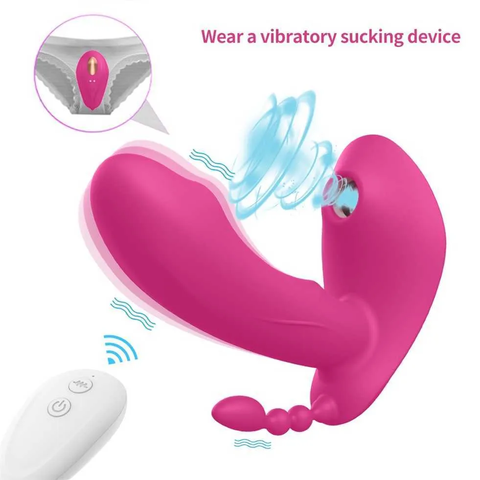Control remoto Vibrador de succión portátil Penetración triple Juguetes sexuales sexy para mujeres Adultos 18 Vagina Clítoris Juguetes sexuales anales Tienda 50% Venta en línea barata