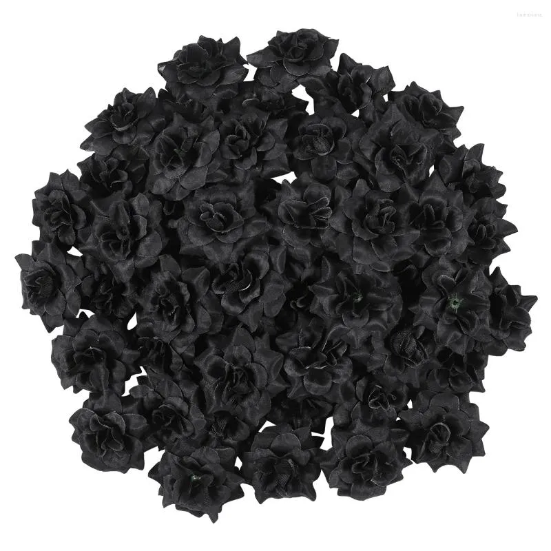 Dekorative Blumen Künstliche Rosenblütenköpfe Hochzeit Schwarze Rosen Seide Gefälschte Blütenblätter Halloween