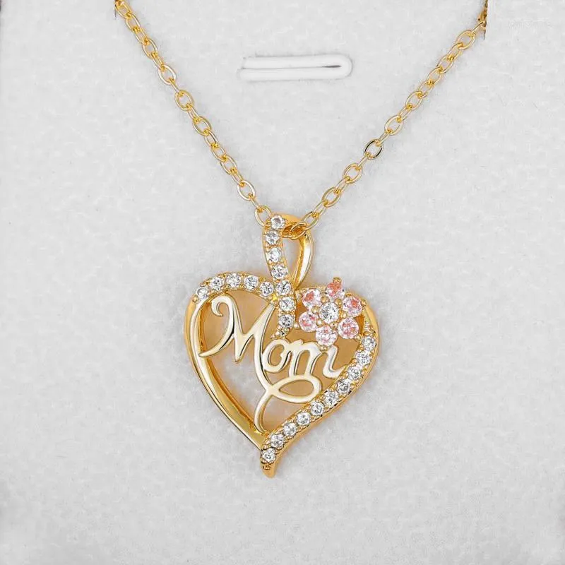 Collares pendientes CAOSHI Chic collar de color dorado para mamá exquisito regalo del día de la madre brillante Zirconia corazón accesorios aniversario