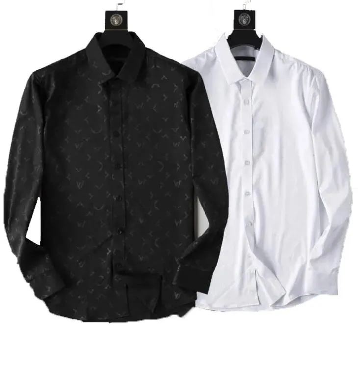 Designer Mens قمصان أزياء الأعمال الاجتماعية والكوكتيل القميص العلامة التجارية الربيع الخريف تخسّص أكثر ملابس M-3XL