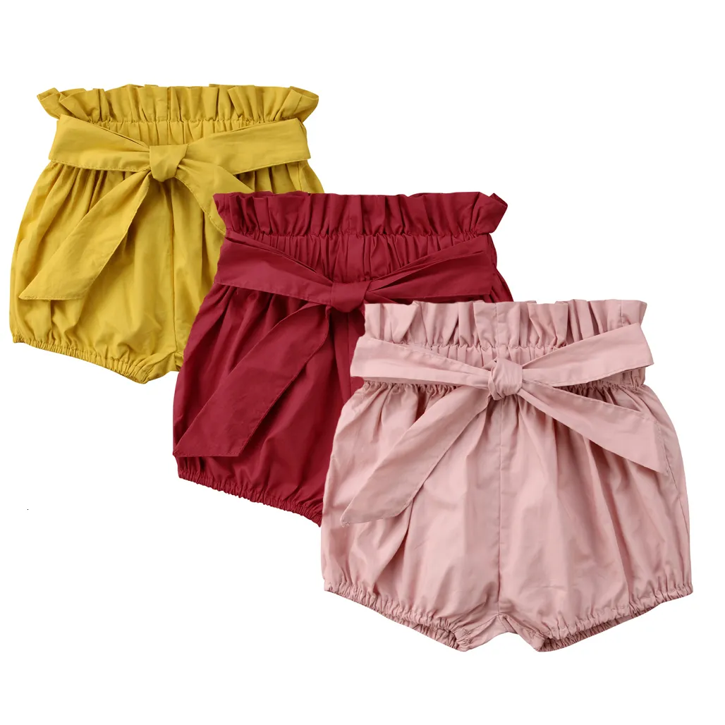 Overalls Summer Little Girls Shorts Toddler Solid Cotton Kids Big Bowknot Baby Bloomers PP 230609