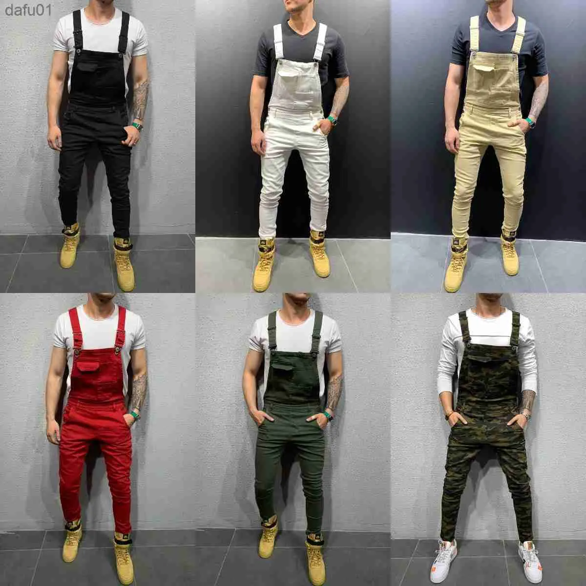 Men's Jeans Cool Designer Brand Jeans Man Pants For Men Pocket Denim Overall Jumpsuit Streetwear Sexy Suspender Pant E21 L230520