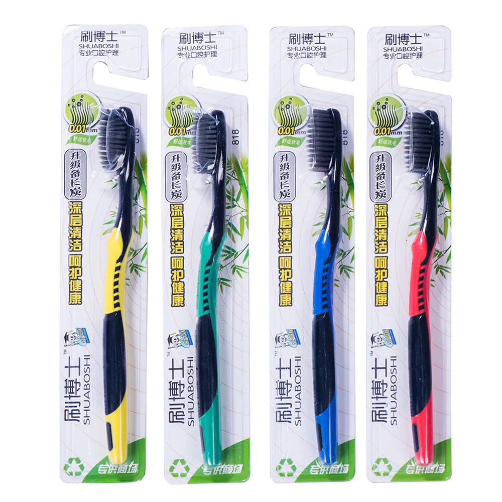 Diş fırçası bambu kömür nano diş fırçası yumuşak kıl bambu diş fırçası 4 parça/lot yetişkin diş fırçaları 230524