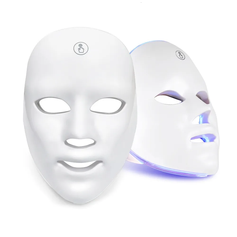 Urządzenia do pielęgnacji twarzy ładunek USB 7 klocki Maska LED PON terapia skóry odmładzanie przeciw trądziku usuwanie zmarszczek rozjaśnianie 230609