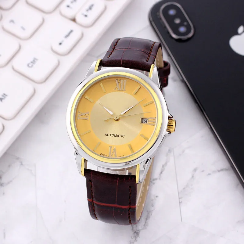 business mens watches mechanical automatic movement luxury gold designer watch Full Stainless Steel band men wristwatches for men`s Christmas gift reloj de lujo