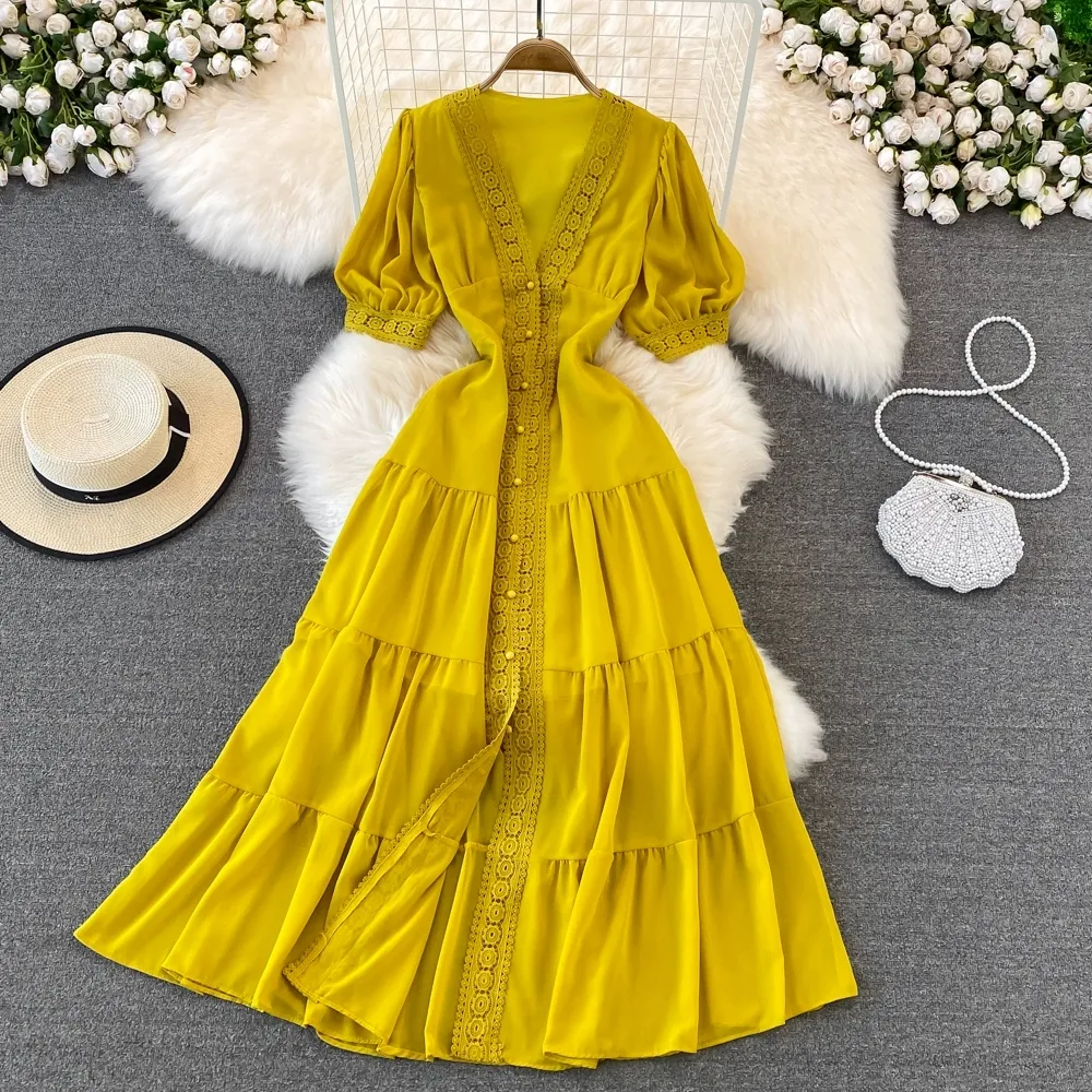 Beach Holiday Maxi Swing Maxi Dress | V Neck Lace Bali Vacation Dress From  Stephaniestore666, $38.2 In Bulk | DHgate.Com