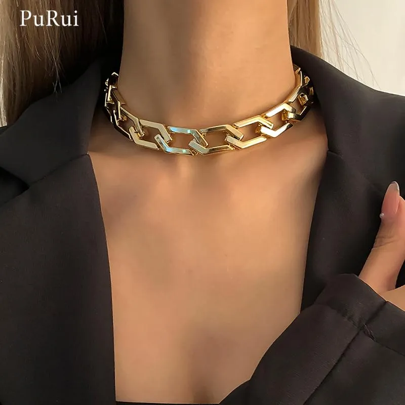 Catene PuRui CCB Materiale Punk Collana a catena spessa sul collo Hip Hop Chunky Short Choker Collane Collare per gioielli moda donna 2023