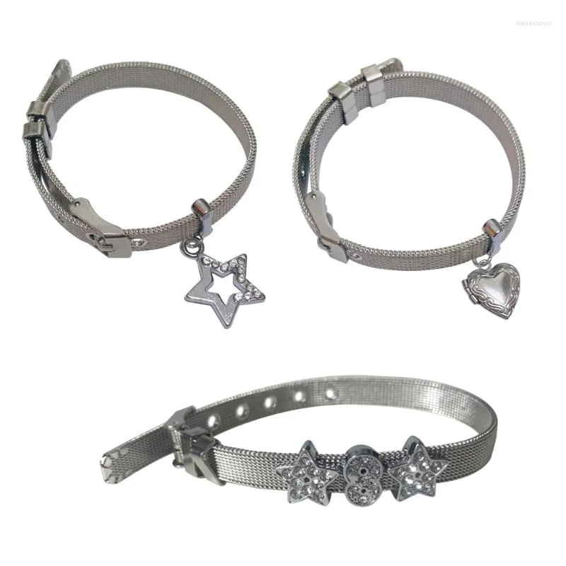 Charm Bracelets Y2K Harajuku Star Steel Belt Bracelet Bangle For Women Egirl Punk Cool Pentagram On Hand Jewelry