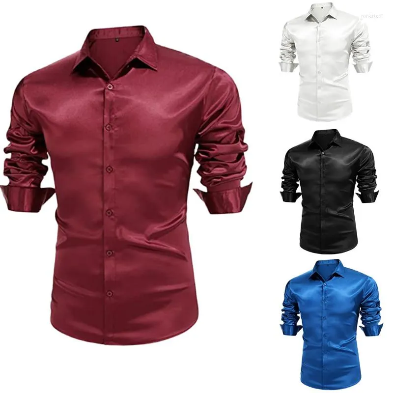 Herren-Freizeithemden, England-Stil, langärmeliges Hemd für Herren, weich, bequem, glänzend, Business-Stil, mit Pailletten, formelle Tops