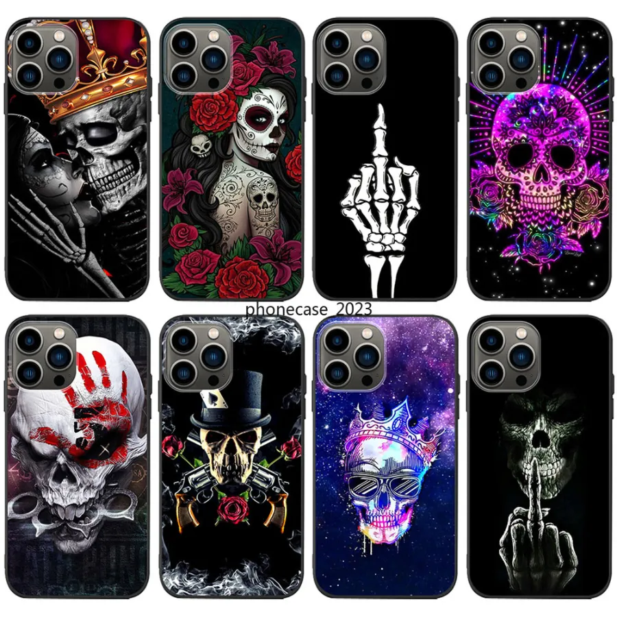 Zachte TPU Halloween -telefoonhoesje Compatibel met iPhone Rose Skull Pirate Horror