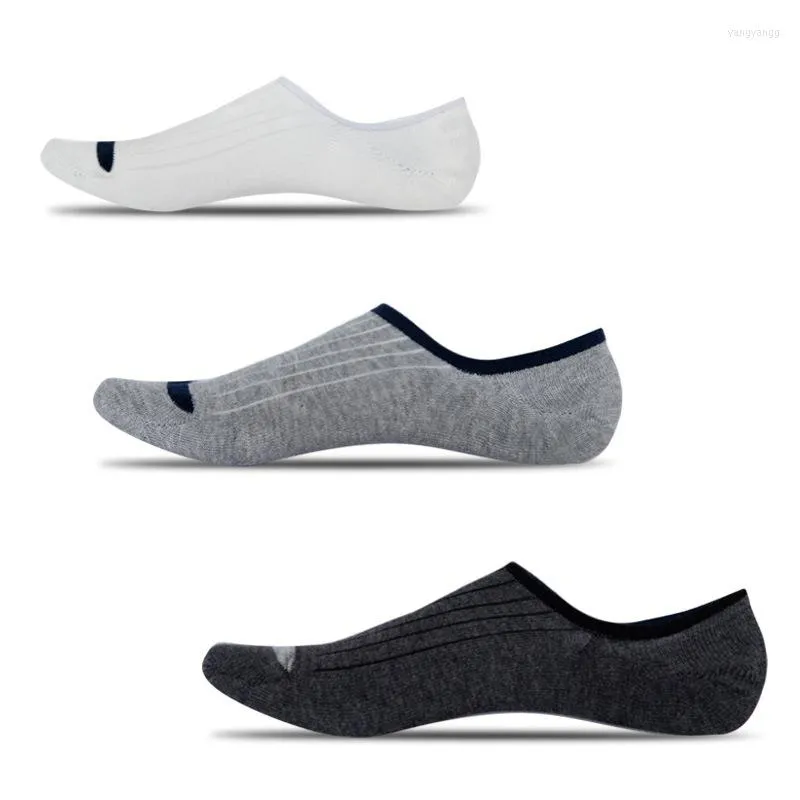 Chaussettes pour hommes DOIAESKV hommes coton coupe basse hommes mocassins antidérapant Invisible doublure cheville pantoufles décontractées grande taille EU 42-48