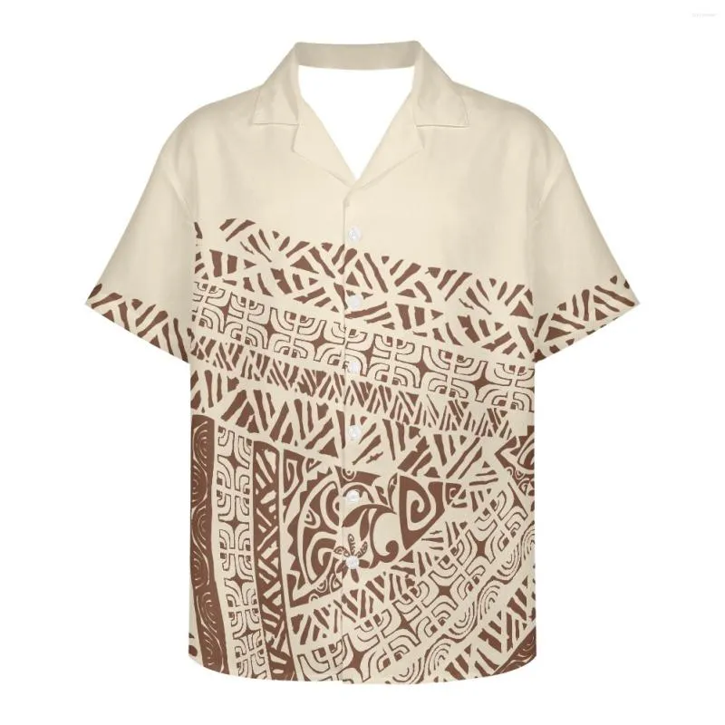 Men's Casual Shirts Polynesian Tribal Hawaiian Totem Tattoo Hawaii Prints Retro Floral Short Sleeve Shirt Hip Hop Loose For Men Women Tops