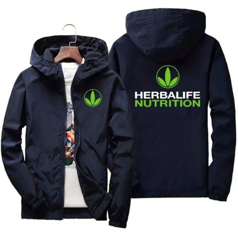 Herrenjacken Herbalife Nutrition Jacke Herren-Top für gesundes Training, modische Outdoor-Kleidung, lustiger Windjacke-Hoodie