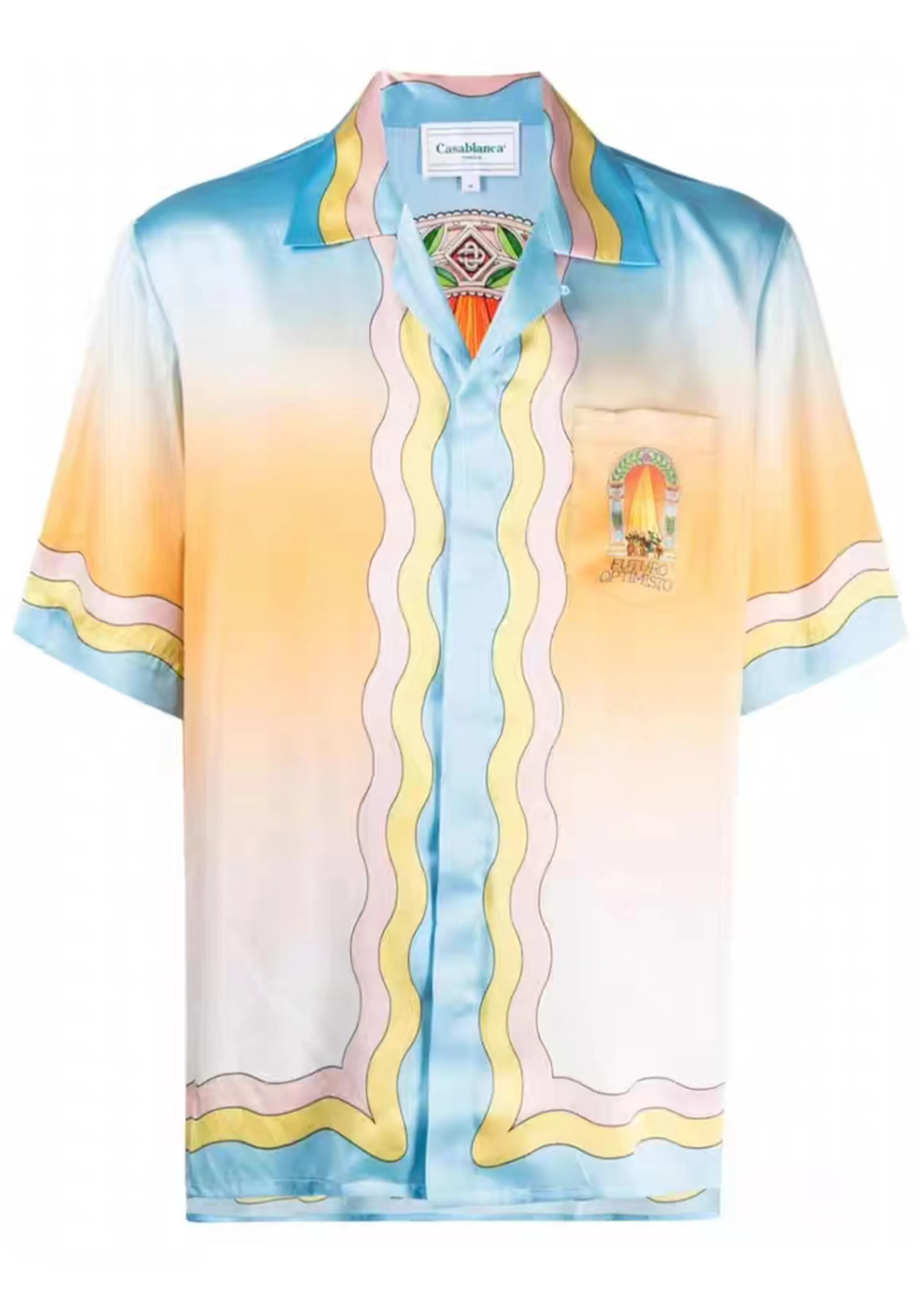 23ss New Casablanca Designer Shirt Hommes et Femmes Produit Original prom party gradient chemise mince paresseux Soie chemises décontractées