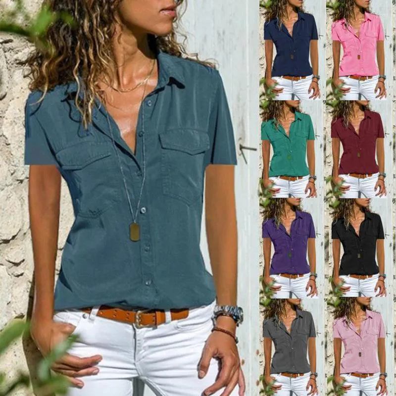 Polos para mujer camisas de verano 2023 para mujer camisa de manga corta con cuello Polo liso a la moda ropa de oficina para viajeros con diseno de