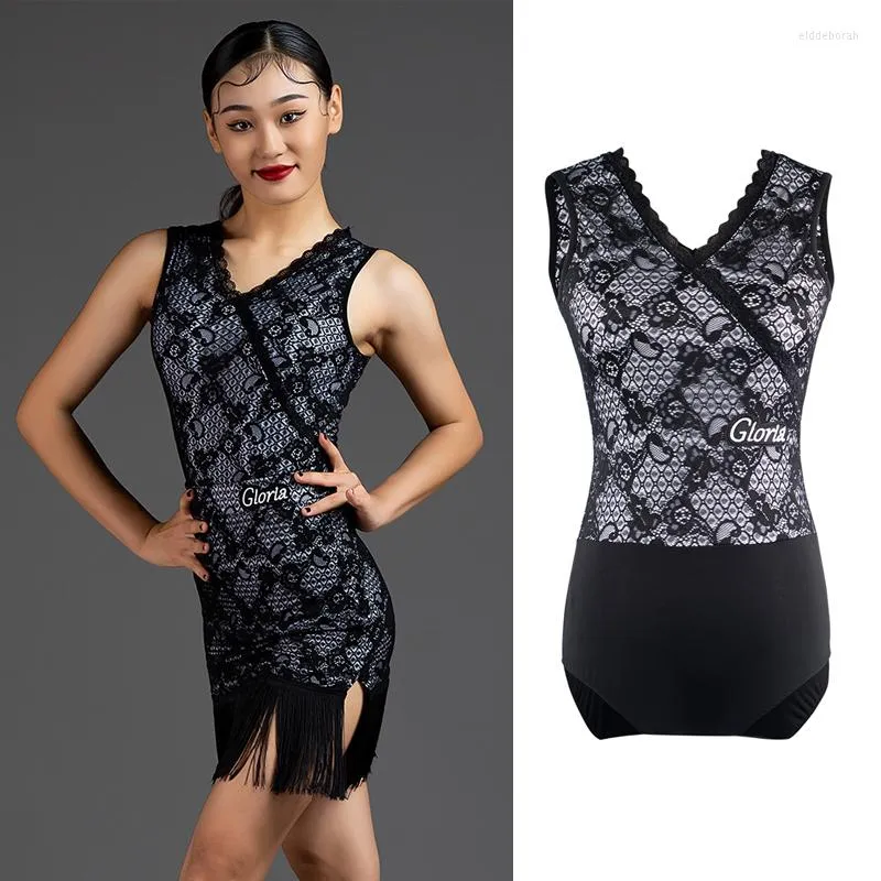 Vêtements de scène dentelle hauts de danse latine femmes Samba Costume moderne Sexy Tango tenue salle de bal pratique Salsa vêtements DL9220