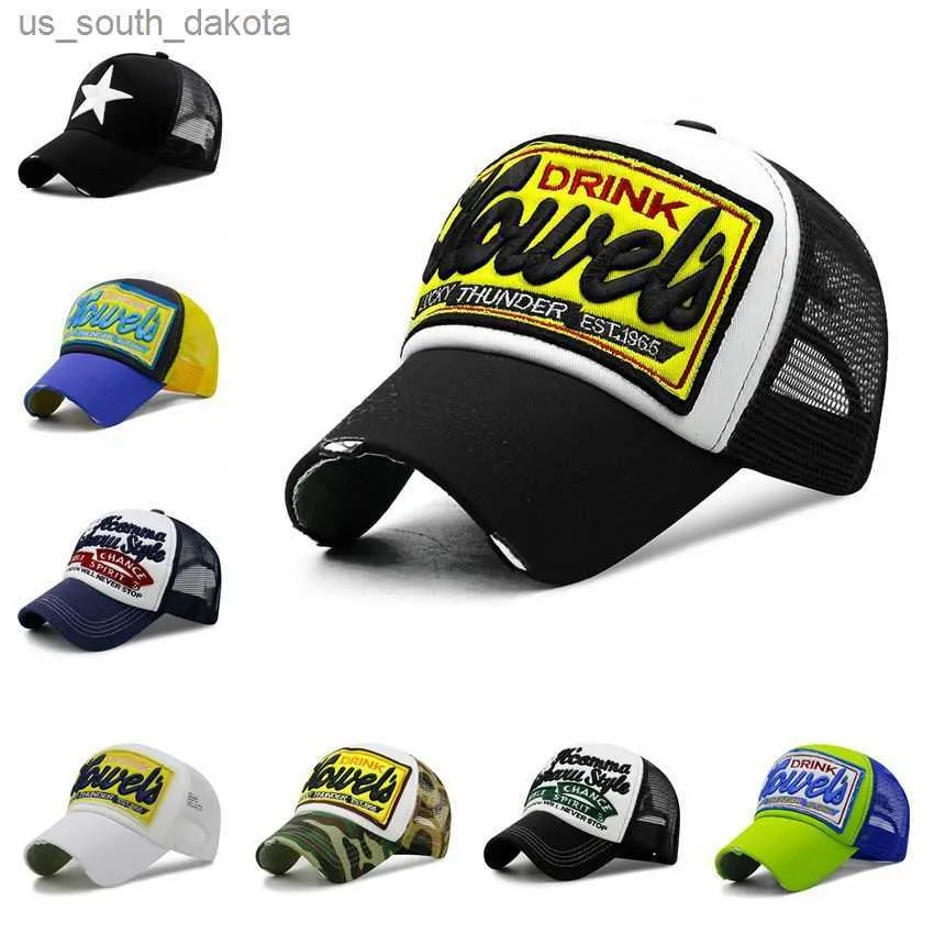 Ball Caps 2021 весна и летняя взрослая хлопчатобумажная сетка Sun Hat Lady Fashion Hiphop Trucker Cap Men Cool Baseball Cap 56-60 см 30 цветов L230523