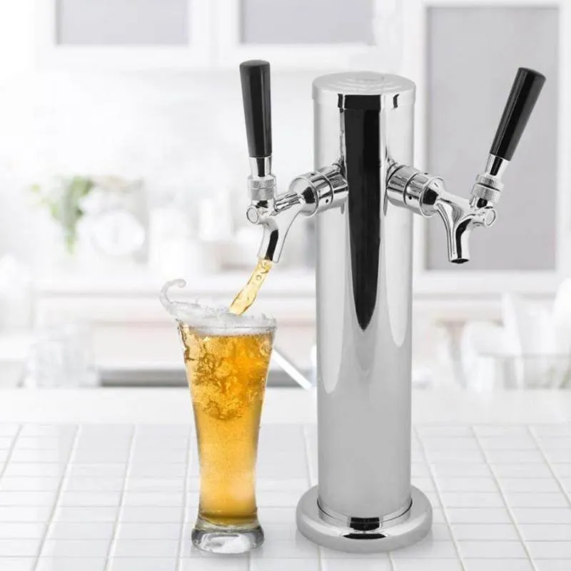 Dricker halm Högkvalitet Rostfritt stål Beer Tap Tower kran Double-head Easy Installation Column Bar Accessories Drinking