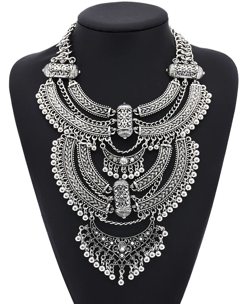 Chokers Large Collar Big Choker Woman Bohemian Ethnic Statement Gypsy Maxi Pendants Necklace Indian Power Necklace For Women 230524