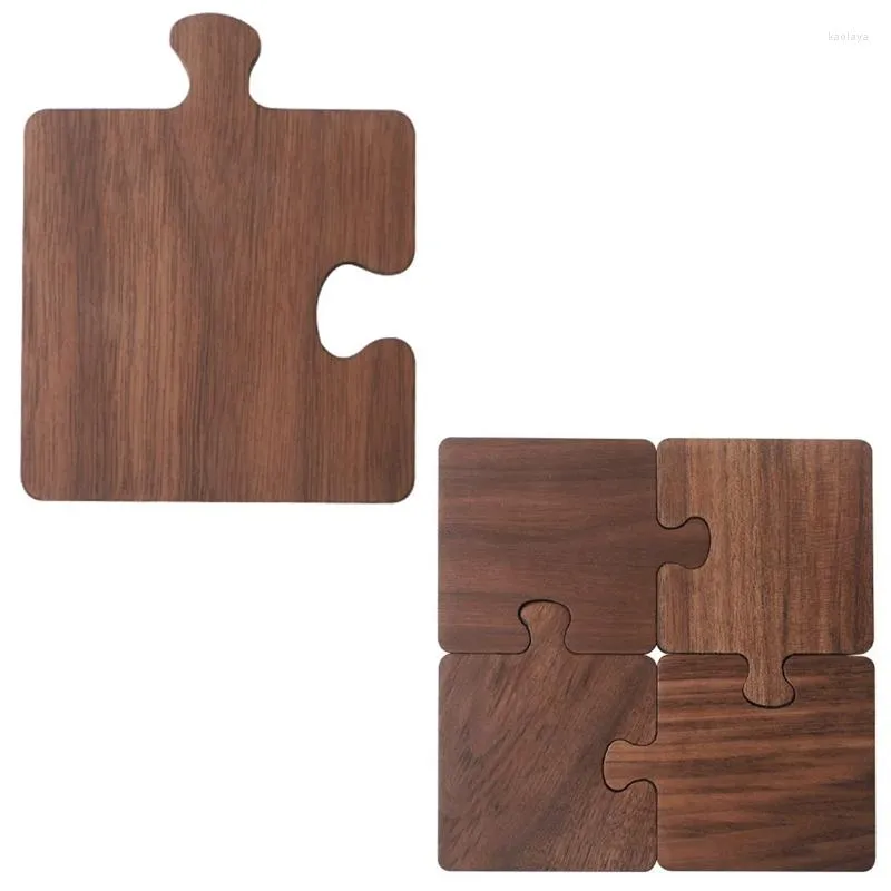 Table Mats Unique Puzzle En Bois Boisson Pour Boissons Froides Verres À Boire Tasses