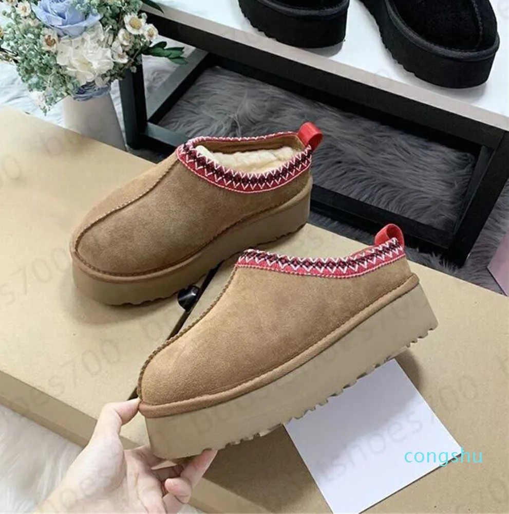 Stivali da donna in Australia Designer Tasman Stivali invernali da neve Fashion Ladies Platform Fur Pantofole Classic Mini Suede Pelle di pecora Lana Motion design 64ess