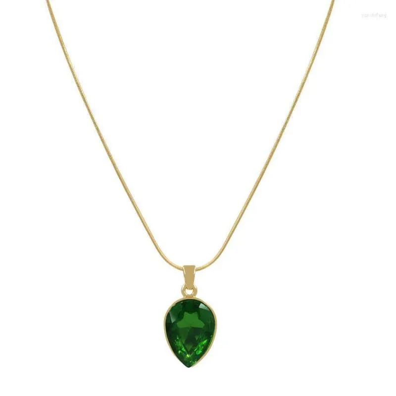 Pendant Necklaces Trendy Green Crytal Necklace For Women Female Minimalist Jewelry Gift