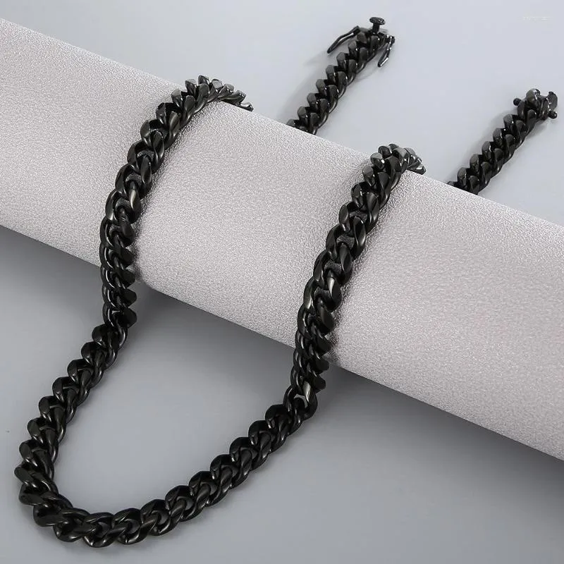 Correntes Black Aço inoxidável Man Gardand Colar para homens 50/60cm de comprimento 9/10/13mm Link Chain Chain de colares masculinos Acessórios de joias