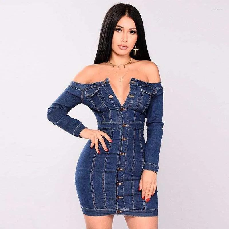 Robes décontractées femmes été Sexy serré Denim robe courte femme mode sans manches coton fête Club bleu Jean femme robes à la mode