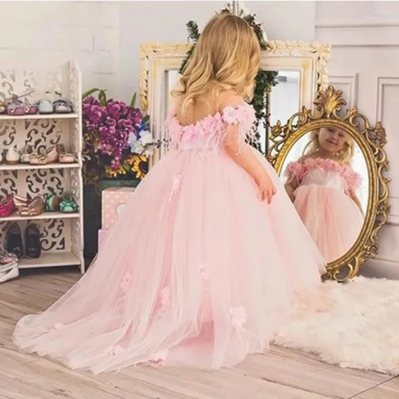 Vestidos de menina Princy Princess Anning Vestre Kids Camadas Flor Hi-Low Cute First Communion Dales