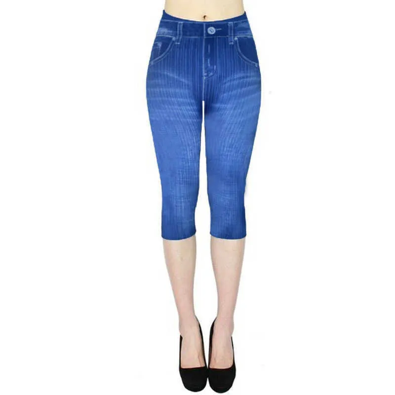 Womens Jeans Women Denim Leggings Stretch Printed Casual Short