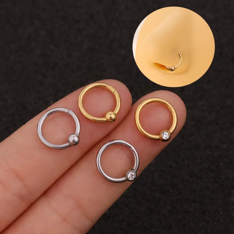 Retro Bead Nose Ring Premium Quality Opening Hoop for Women