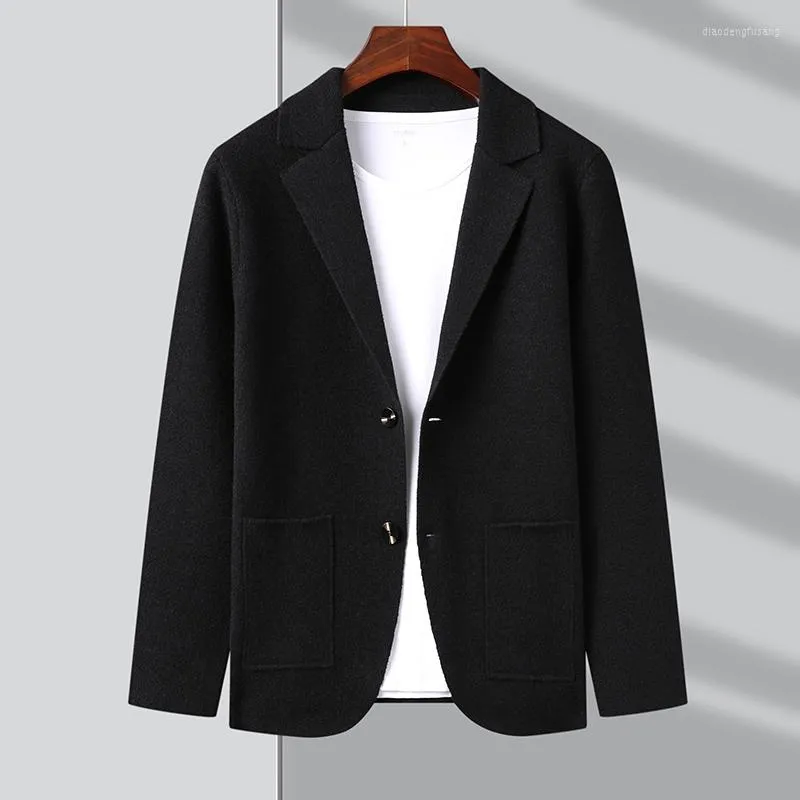 Men's Jackets 2023 Top Grade Autum Winter Brand Fashion Slim Fit Knit Blazer Mens Cardigan Sweater Casual Coats Jacket Clothes