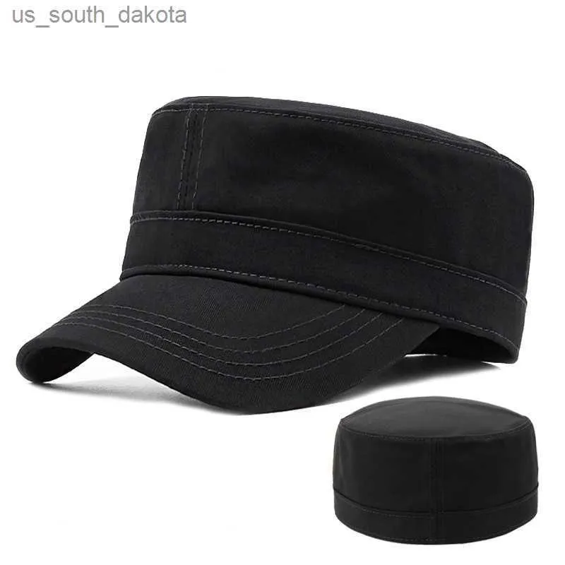 Mens Military Cheap Black Baseball Caps Cotton Leisure Flat Top