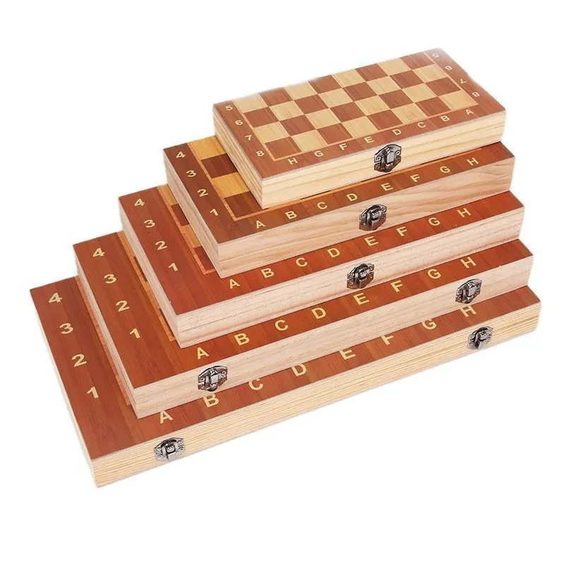 Gry szachowe 3 na 1 duże 44cmx44cm drewniane backgammon Checkers Zestaw podróży na prezent urodzinowy dla dzieci 230524