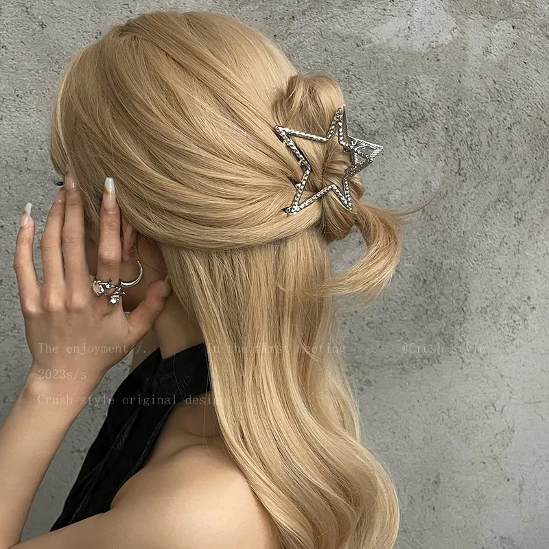 Novo mulher irregular de cinco pontas garras de cabelos de metal barrettes de cabelo clipes de cabelo de luxo para meninas acessórios de cabelo da moda