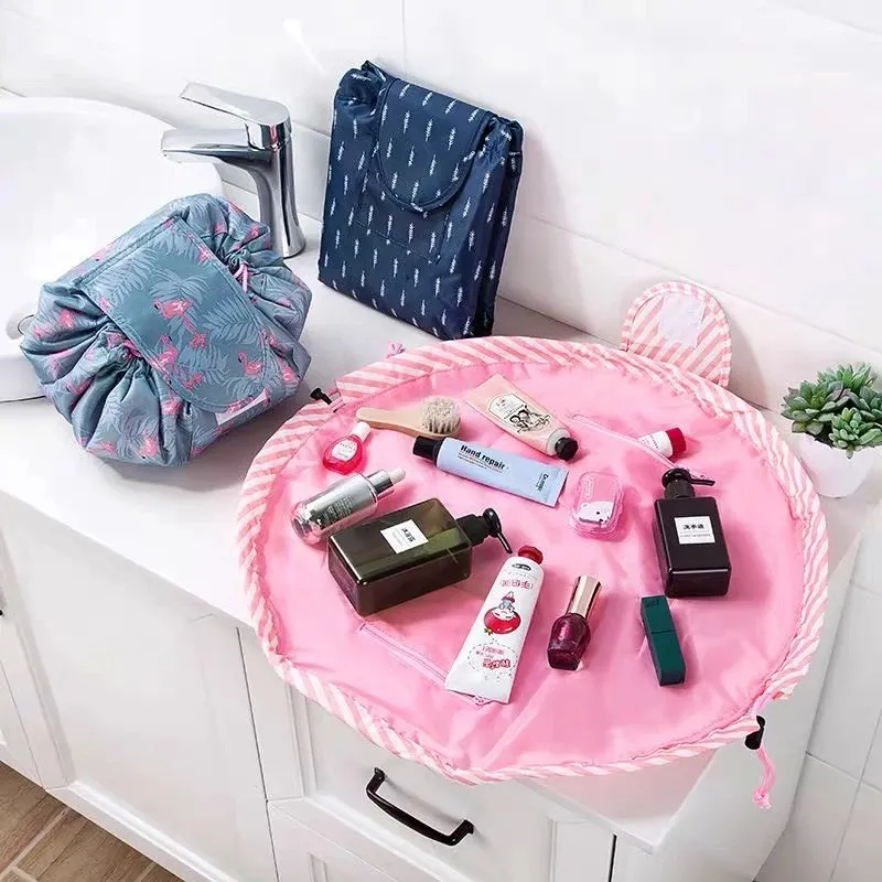 Kvinnor DrawString Makeup Bag Fashion Travel Cosmetic Lazy Storage Bag toalettetri Organiser Case Storage Pouch Accessories Supplies 50st