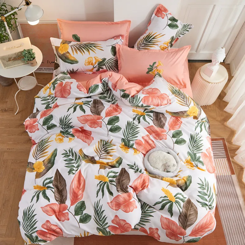 Sängkläder set tropisk växt sängkläder vuxna och barns down täcke täcker platta lakan och örngott bekväma barns sängkläder alla storlekar stora 230524