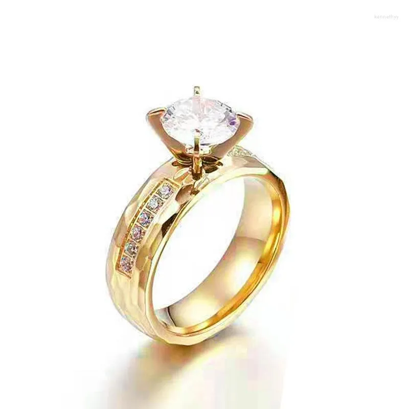 Clusterringe 18 Gelbgold Diamantring für Frauen Damen Love Alliance Jubiläum Titan Schmuck Ewigkeit Hochzeit weiblich