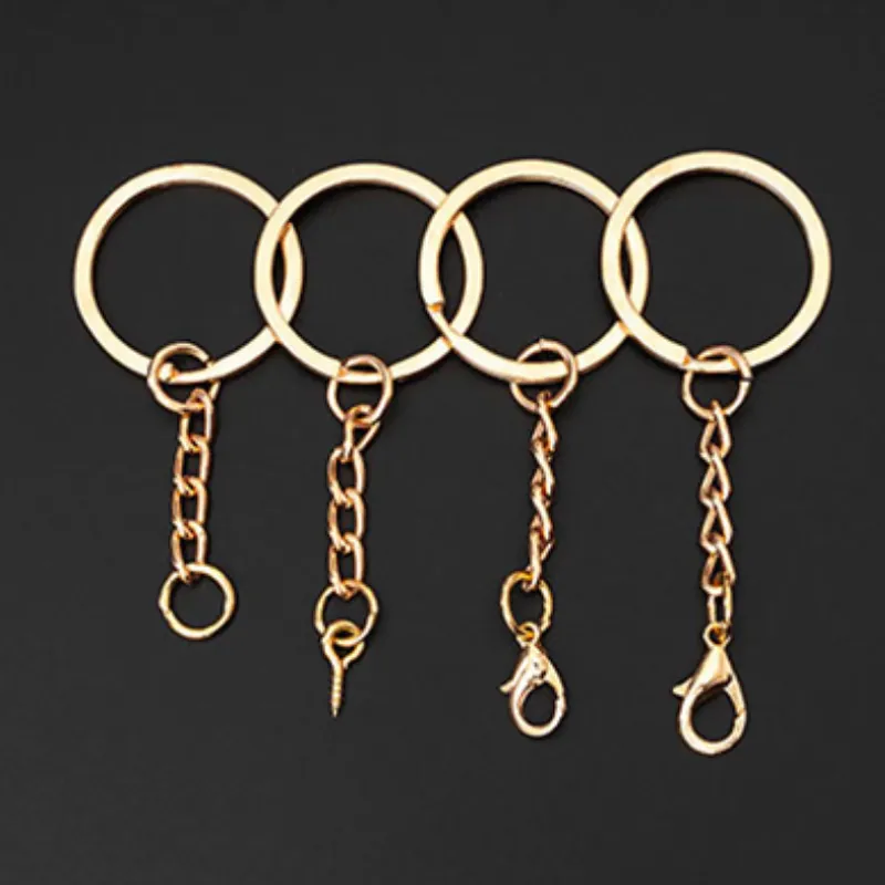 10pcs/lot Key Chains with Split Ring/Screw Pins/Lobster Clasp Pendant Connector DIY Keyrings Kit Key Fob Accessories Supplies