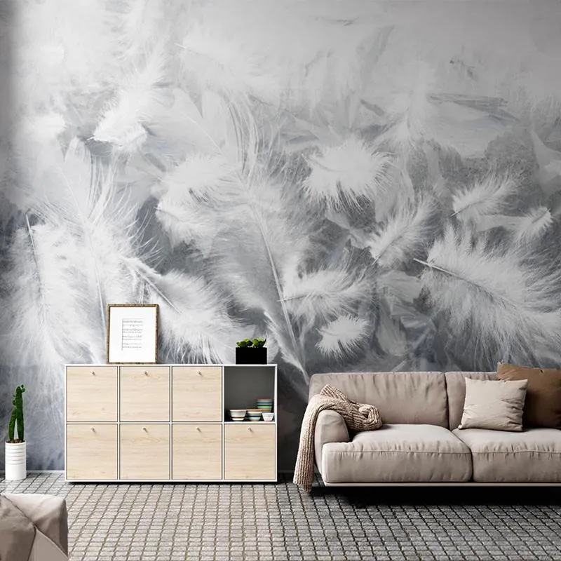 feather wallpaper bedroom