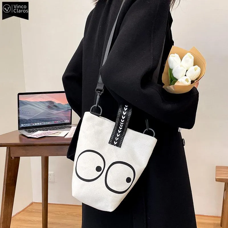 الأكياس المسائية VC Simple Cartoon Style Women Bucket Bag Passion Women's Canvas Counter Crossbody Cute Plates وحقائب اليد