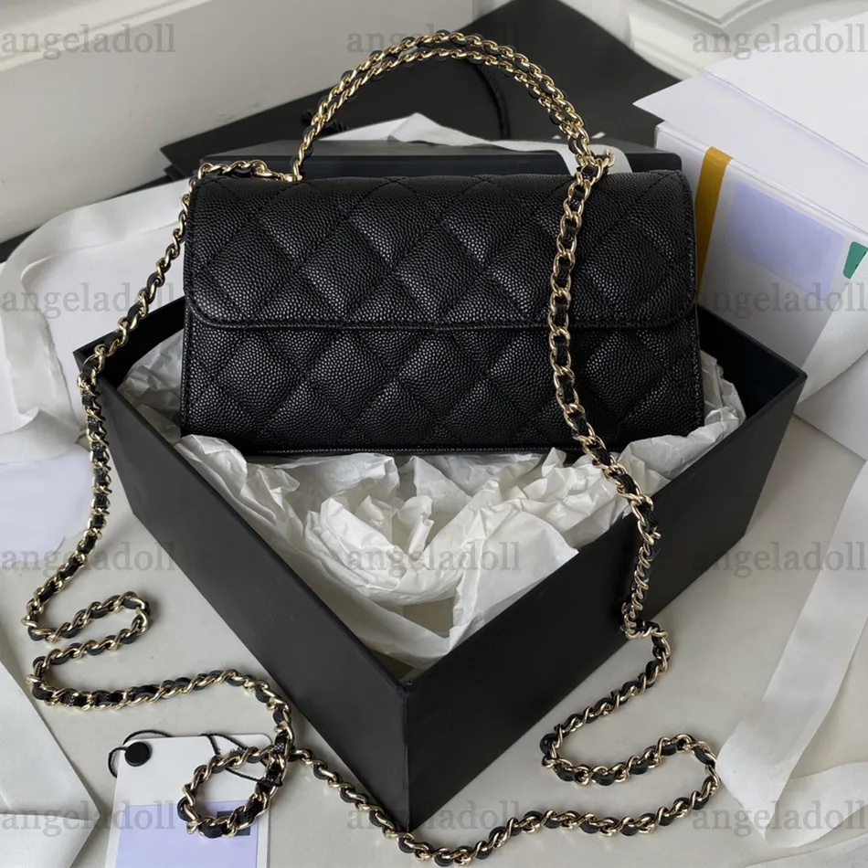 10A Mirror Quality Designers Wallet On Chain Bag Mini 19cm Womens Handbag Real Leather Grained Calfskin Quilted Purse Handle Clutch Crossbody Shoulder Chain Box Bag