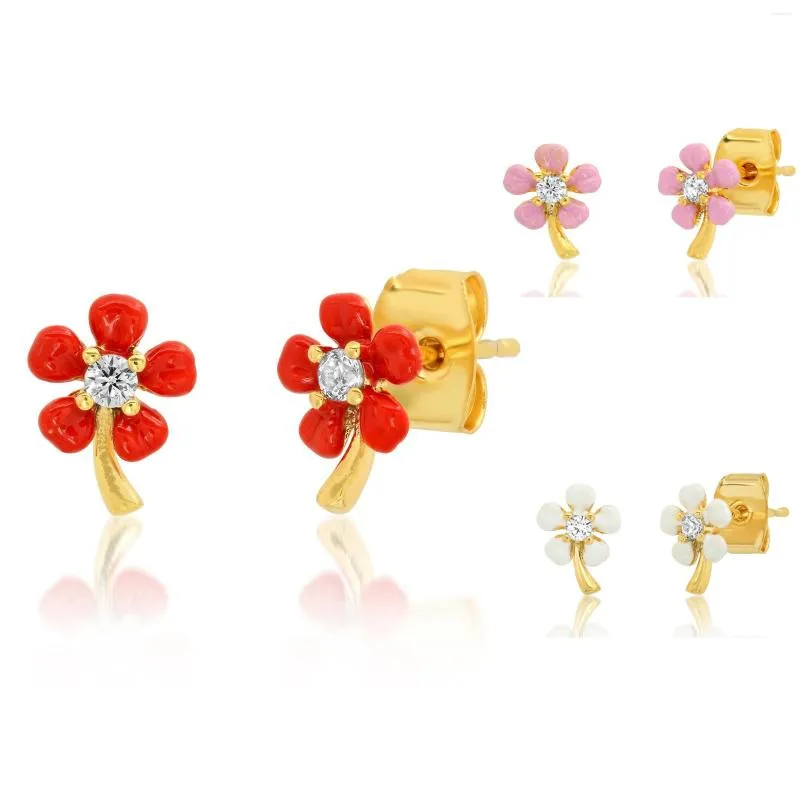 Stud Earrings Colorful Tiny Flower Earring 2023 Spring Summer Cute Lovely For Second Piercing