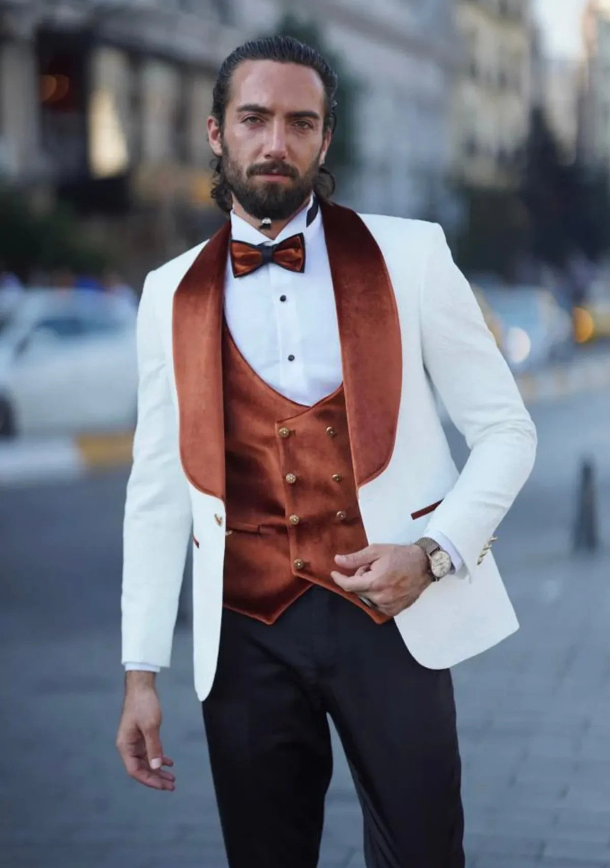 Bow Tie Men's Fall Wedding Suit Mens Autumn Wedding Suit