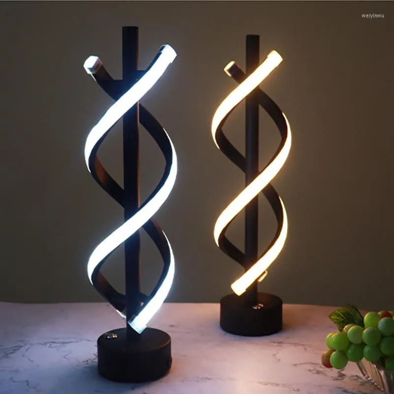 Table Lamps Modern Spiral Metal Lights Living Dining Room Bedside Bar Desk Lamp Simple Creative Home Decor Loft Indoor Light Fixture