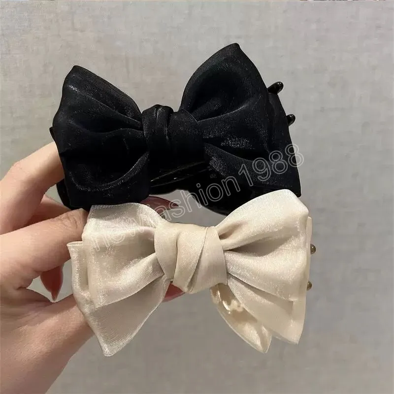 Elegant Chiffon Bow Bun Headband Ponytail Hair Claw For Women Hair Holder Hair Clip Sweet Hair Decorate Fashion Hair Accessories