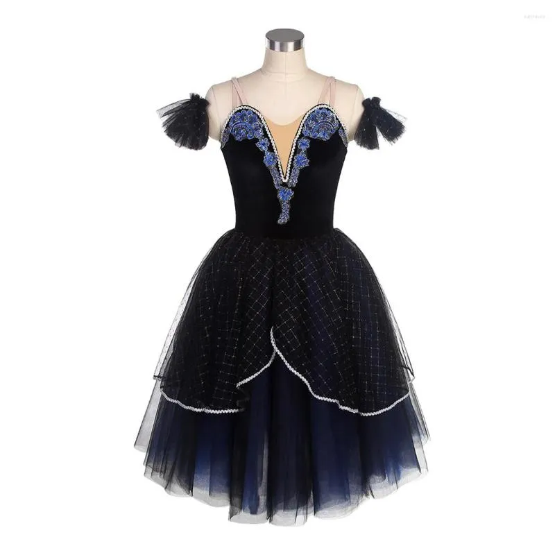 Stage desgaste adulto ou infantil Black Swan Ballet Competition Skirt Professional Sexy Dress